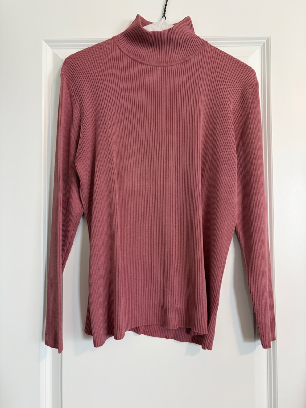 Nordstrom Ribbed Turtleneck Long Sleeve Top - 100% Silk-in Rose color